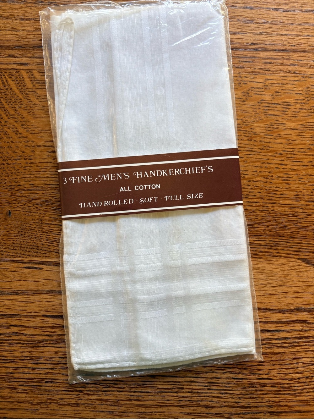 2 Men's White Handkerchiefs - Hand rolled- Soft- Full Size- All Cotton- hankies